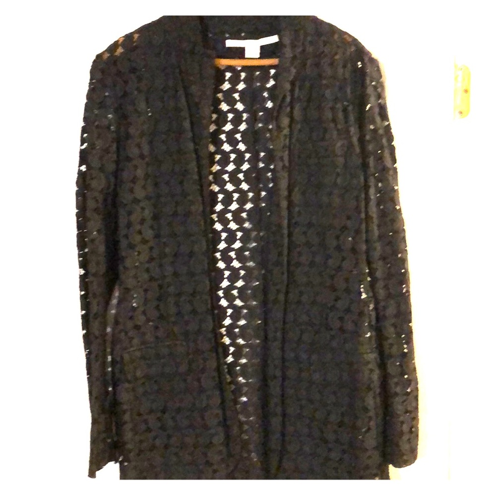 Diane Von Furstenburg size 6 black lace blazer